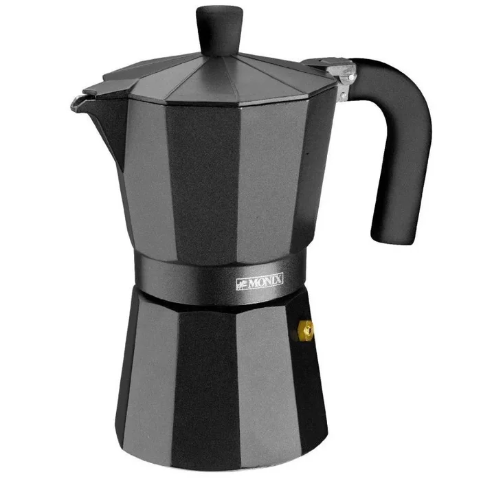 Monix Vitro Cafetera Italiana de Aluminio 6 Tazas Negra