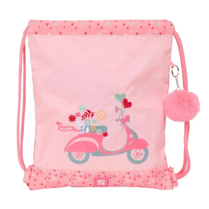 MOOS PASSION – Mochila Saco Plano Grande, Mochila, Ideal para Niños de Diferentes Edades, Tejido Reciclable, Cómoda y Versátil, Calidad y Resistencia, 35×40 cm