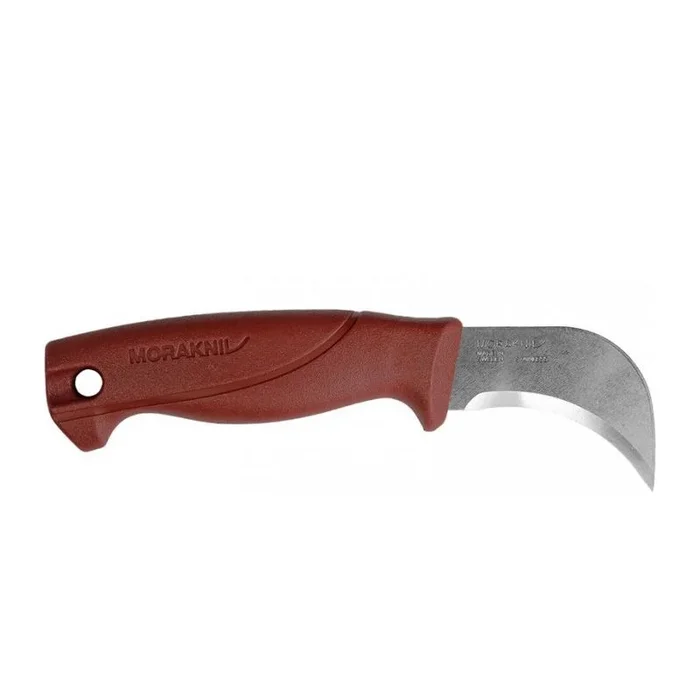 Morakniv STE-13235 Cuchillo de fieltro para tejados con hoja de acero al carbono de 6.3 cn cm de largo con mango de polímero rojo y funda de polímero de color negro