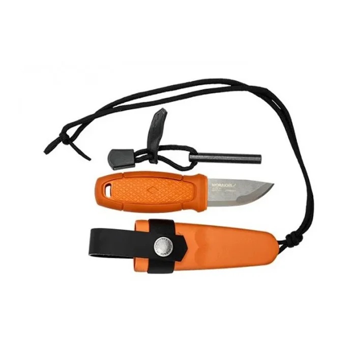 Morakniv STE-13502 Cuchillo de Caza Eldris, Hoja de acero inoxidable Sandvik 12C27 de 5.9 cm y mango de polímero inyectado de color naranja quemado. Incluye pedernal, paracord y cierre de seguridad