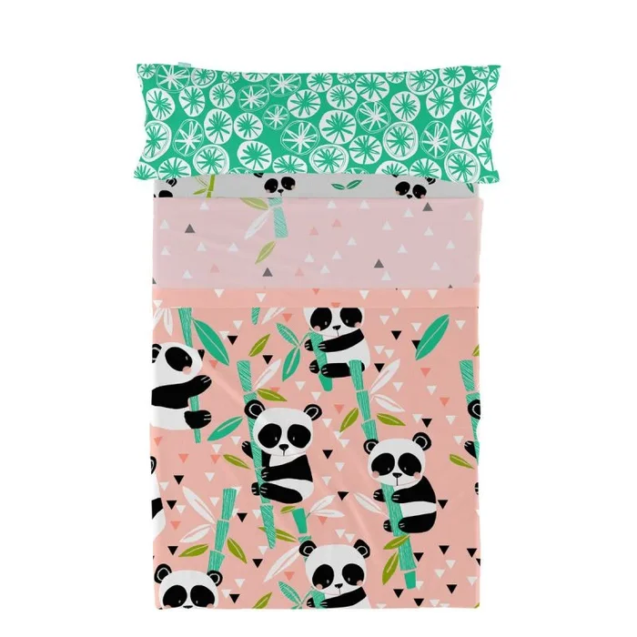MOSHI MOSHI Juego De Sábanas Panda Garden Multicolor Cama 90 (150 x 270 cm + 45 x 110 cm)