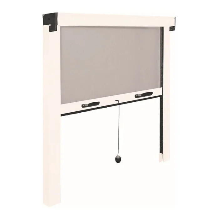Mosquitera enrollable con marco 100x140cm fabricada en fibra de vidrio y aluminio color blanco y negro