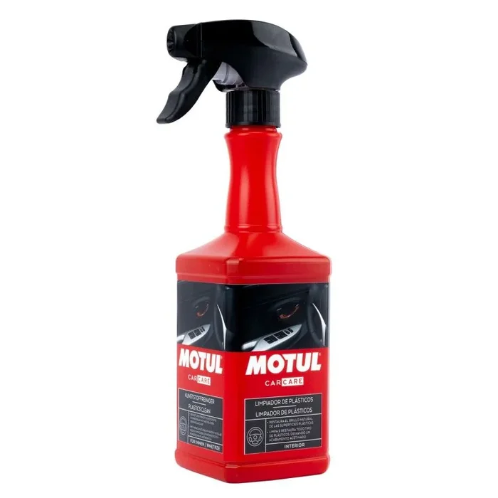Motul, Limpia Plásticos, Abrillantador Plásticos Coche, Ideal para Superficies Plásticas del Interior del Vehículo, Perfumado, Reaviva los Colores, No Deja Trazas y Deposita una Capa Protectora, 0.5 l