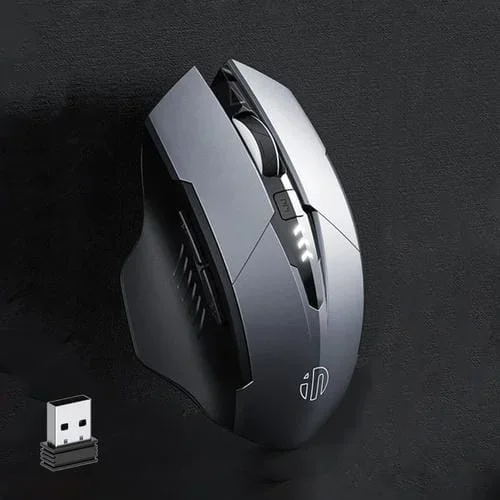 Mouse inalámbrico mecánico Inphic PM6 6 teclas 1000/1200/1600 DPI Bluetooth 4.0 y 5.0 (Grey)