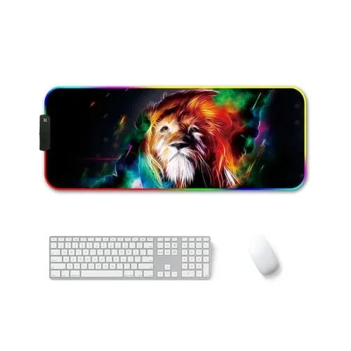 Mouse Pad F-01 Caucho Transferencia Térmica RGB Luminoso 300x350x4mm (León Colorido)