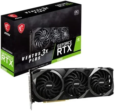 MSI GeForce RTX 3080 Ventus 3X Plus 12G OC LHR – Tarjeta gráfica 12G LHR, GDDR6X, Triple Fan, TORX Fan 3.0, Zero FROZR, Color Negro