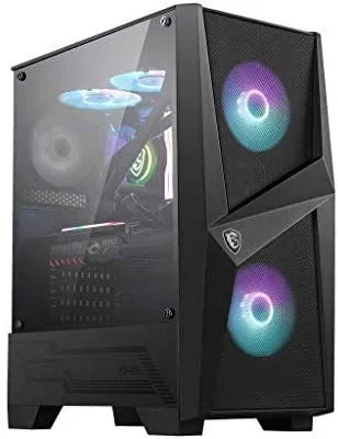 MSI MAG FORGE 100R Mid-Tower – Caja de PC Gaming, 2 x 120 mm ARGB + 1 x 120 mm Ventiladores Incluidos, Panel Cristal Templado, ATX, mATX, Mini-ITX, Negro