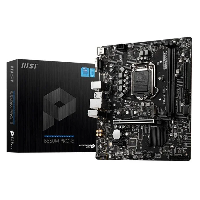 MSI Placa Base para Juegos B560M Pro-E Micro-ATX (10 ª/11ª generación Intel Core, LGA 1200 Socket, DDR4, 4800 MHz, Ranura M.2, USB 3.2 Gen 2, Tipo-A, 2.5G LAN, DP/HDMI)