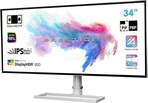 MSI Prestige PS341WU LED display 86,4 cm (34″) 5120 x 2160 Pixeles LCD Blanco