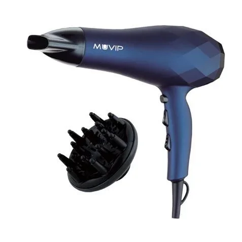 Muvip secador de pelo 2200w – 2 velocidades – 3 temperaturas de secado – gran difusor de aire – color azul