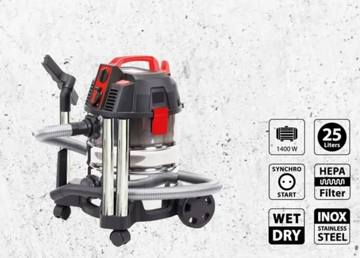 NAC New American Concept VC140S-25-KL – Aspirador en seco y húmedo (1400 W), Color Negro