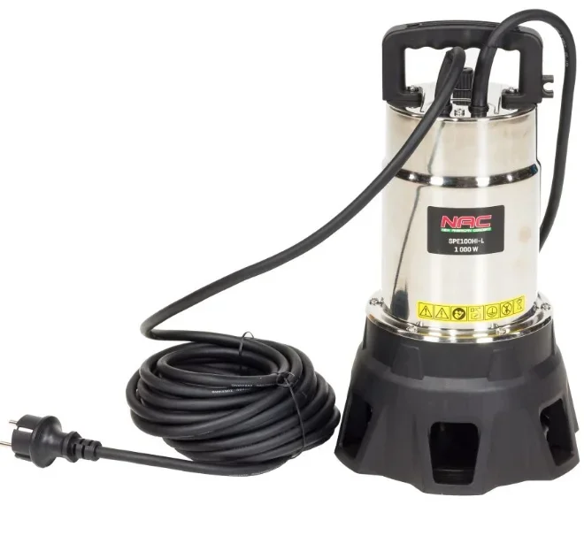 Nac SPE100HI-L, Bomba de agua sucia 1000W, capacidad de 20,000 l/h, potente y eficiente para drenaje de aguas residuales y proyectos de bombeo.