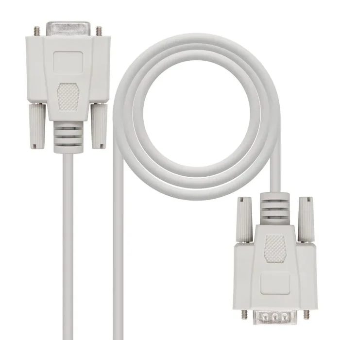 NanoCable 10.14.0506 – Cable Serie RS232 de comunicaciones Null Modem, DB9/M-DB9/H, Macho-Hembra, Beige, 6mts