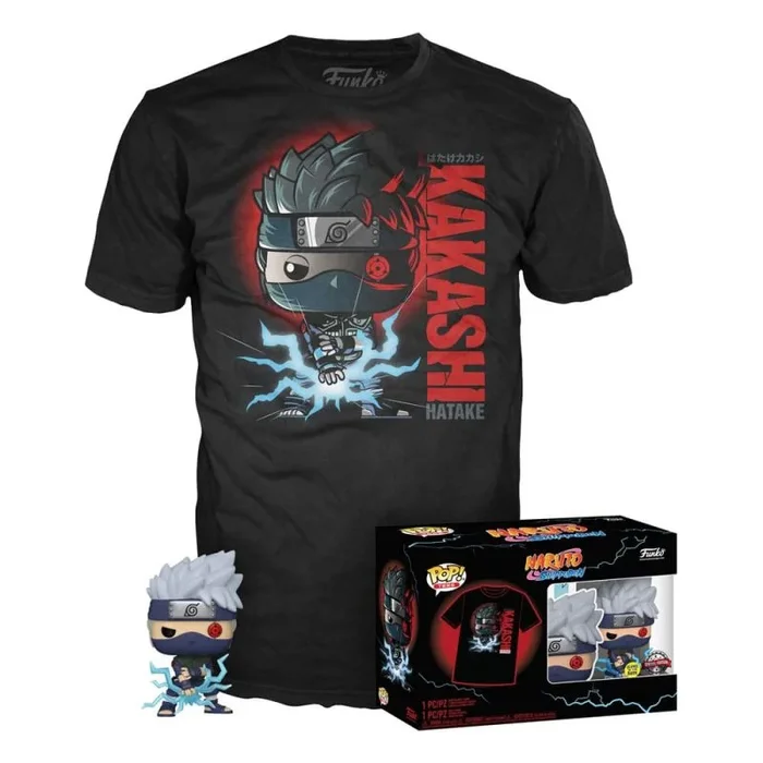 Naruto pop! & tee set de minifigura y camiseta kakashi talla s