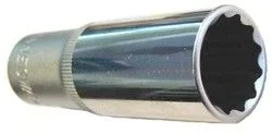 Nasadka Dodecagonal Jonnesway 1/2″ 9mm, herramienta profesional, alta resistencia, ideal para trabajos mecánicos exigentes, fabricada en acero Cr-Mo, larga y duradera.