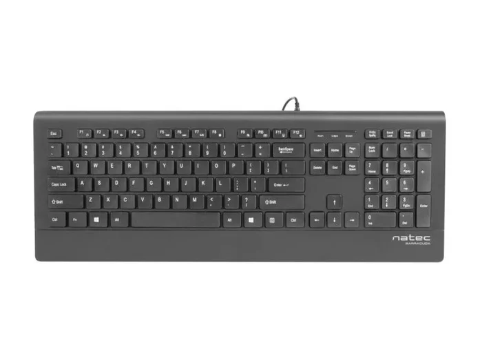 NATEC NKL-1717 – Teclado Barracuda Slim, USB, Extrafino, 104 Teclas, Idioma Español, Color Negro