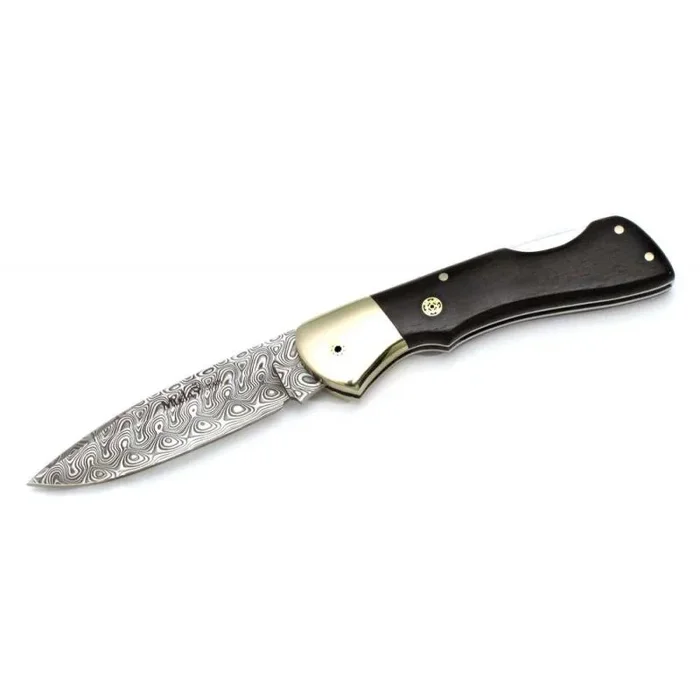Navaja con bloqueo Muela Bx Dam BX-8DAM, con hoja de acero damasco inoxidable, granadillo y alpaca, hoja de 9 cm + tarjeta multiusos de regalo