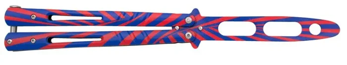 Navaja de abanico de práctica Third K3103, hoja de acero 420 sin filo 10 cm, diseño en azul y grana
