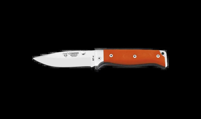 Navaja de supervivencia MT-4 Cudeman, 384-J, hoja de 10 cm Böhler N695, con mango G-10 naranja, 3 mm de espesor, con funda cordura + tarjeta multiusos