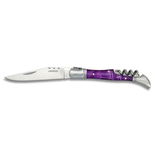 Navaja Laguiole con Mango Abs y Hoja de Acero Inox de 8.5 cm, virola de aluminio Incluye Sacacorchos en caja de presentación 19171