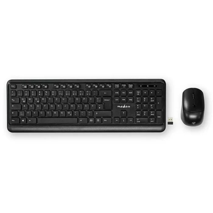 Nedis KBMCW100BKDE teclado Ratón incluido RF inalámbrica + USB QWERTZ Alemán Negro