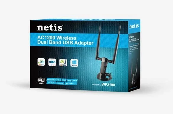 Netis WF2190 – Adaptador de Red USB (AC1200, 2.4 GHz/5 GHz, 802.11a/c/n/g/b), Blanco