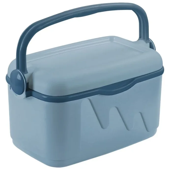 Nevera de viaje Curver azul claro portátil con tapa extraíble y asa de bloqueo ligero y duradero compatible cartuchos refrigerantes ideal picnic camping playa pesca (10 L)