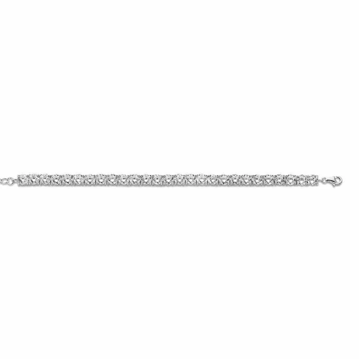 New Bling Pulsera de plata de ley 6 mm con circonitas blancas redondas RHO 17+3 cm