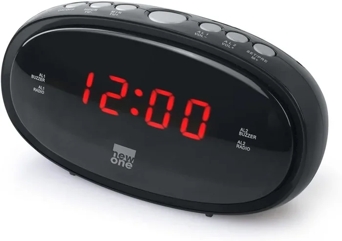 NewOne CR100 Reloj Analógica Negro – Radio (Reloj, Analógica, FM,PLL, Exploración automática, Almacenamiento automático, LED, 1,52 cm (0.6″))
