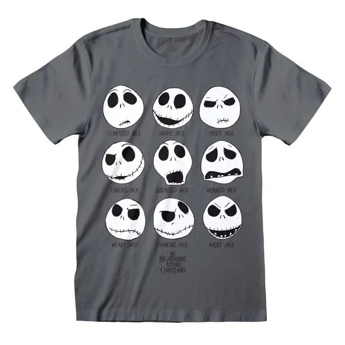 Nightmare before christmas – many faces (unisex charcoal t-shirt) medium