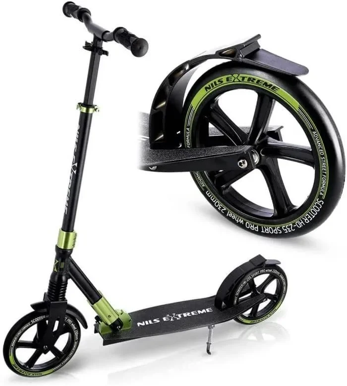 Nils Extreme HM235 Adultos Patinete clásico Negro, Verde