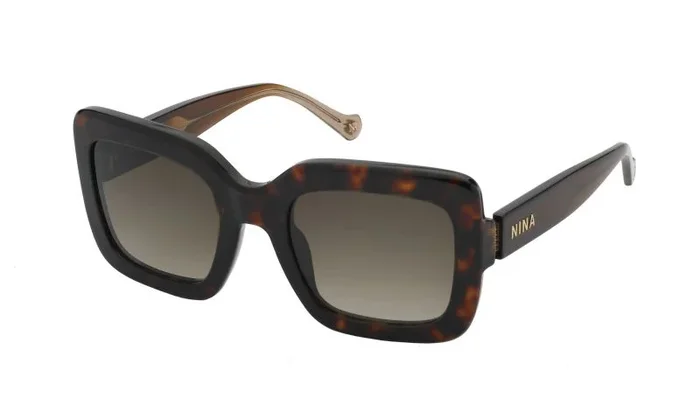 NINA RICCI SNR322 Gafas, Shiny Dark Havana, 53 para Mujer