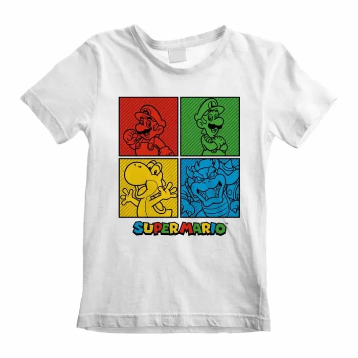 Nintendo super mario – squares (unisex white t-shirt) 7-8 years