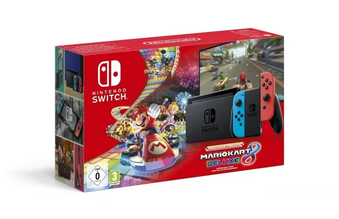 Nintendo Switch Modelo OLED Azul Neón/Rojo Neón + Mario Kart 8 (código descarga) + 3 meses NSO