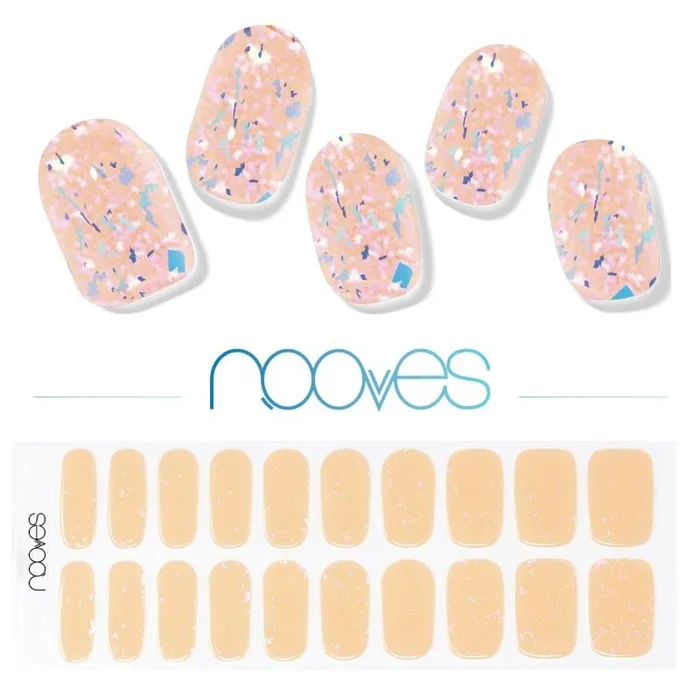 NOOVES – Láminas de Gel para Uñas|Peach Galettes – Art Design 20 uds, Uñas de Gel Semicuradas Premium, Gel Nail Stickers,Pegatinas Uñas de Gel, Incluye 1 Lima de Uñas y 1 Palito de Naranjo, Vegano