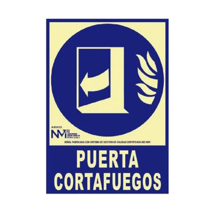 Normaluz NM RD00113 – Señal Luminiscente Puerta Cortafuegos Clase B PVC 0.7 mm 21 x 30 cm con CTE, RIPCI y Apto para la Nueva Legislación, Rojo