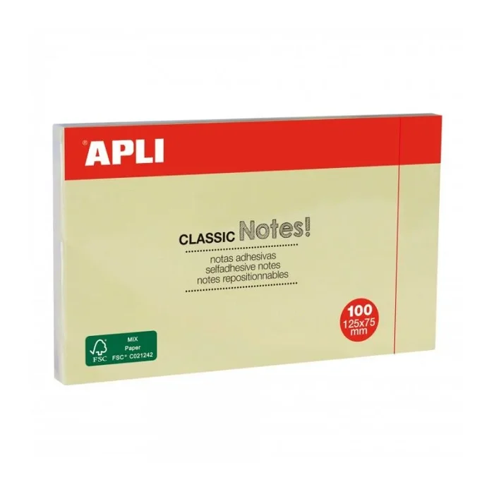 NOTAS ADHESIVAS 125X75 APLI AMARILLO