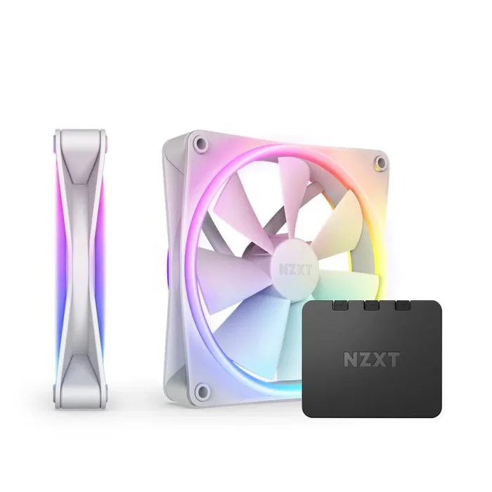 NZXT F140 Duo Twin Pack – Ventiladores RGB de doble cara de 140 mm con controlador RGB – 20 LEDs direccionables individualmente – Flujo de aire equilibrado y presión estática – Blanco