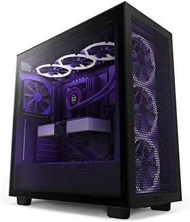 NZXT H7 Flow Caja PC Gaming Mid-Tower ATX | Panel Frontal E/S Puerto USB de Tipo C | Montaje Vertical de la GPU | Color Negro | CM-H71FB-01