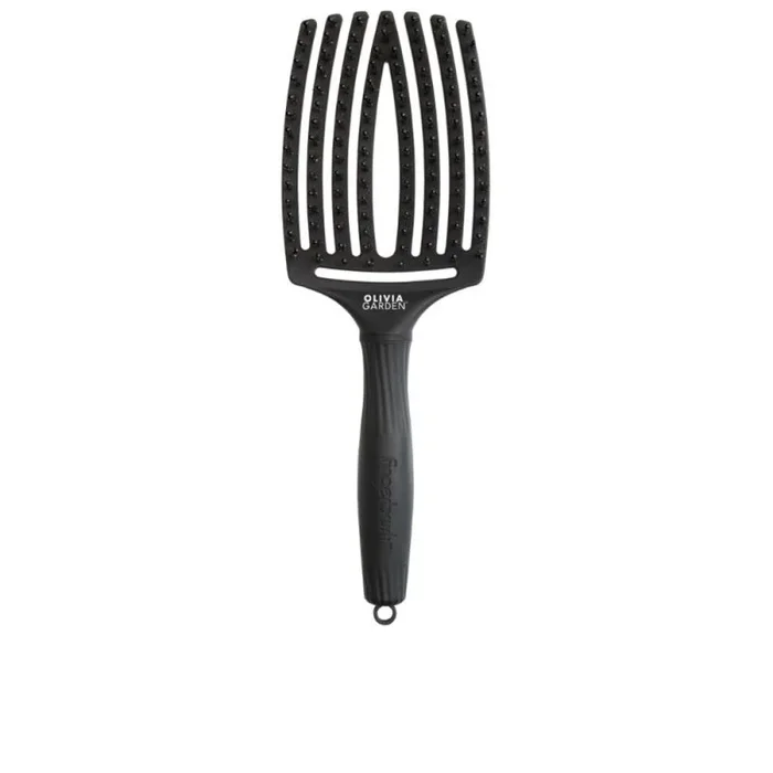 Olivia Garden – Fingerbrush Cuidado icónico con cerdas de Jabalí & Nylon, Negro Total, Talla Grande