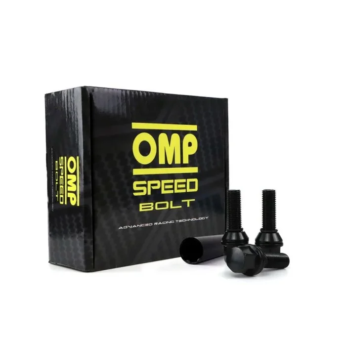 OMP Speed Juego de 20 Tornillos Desplazantes para Llantas M12X1.25 Conico Largo 32mm Llave 17/19 Color Negro DIN 10.9