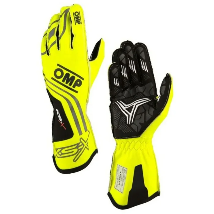 Ompracing Guantes Omp Kart Ks-X FIA 8877-2022 Amarillo Fluo, Talla XS