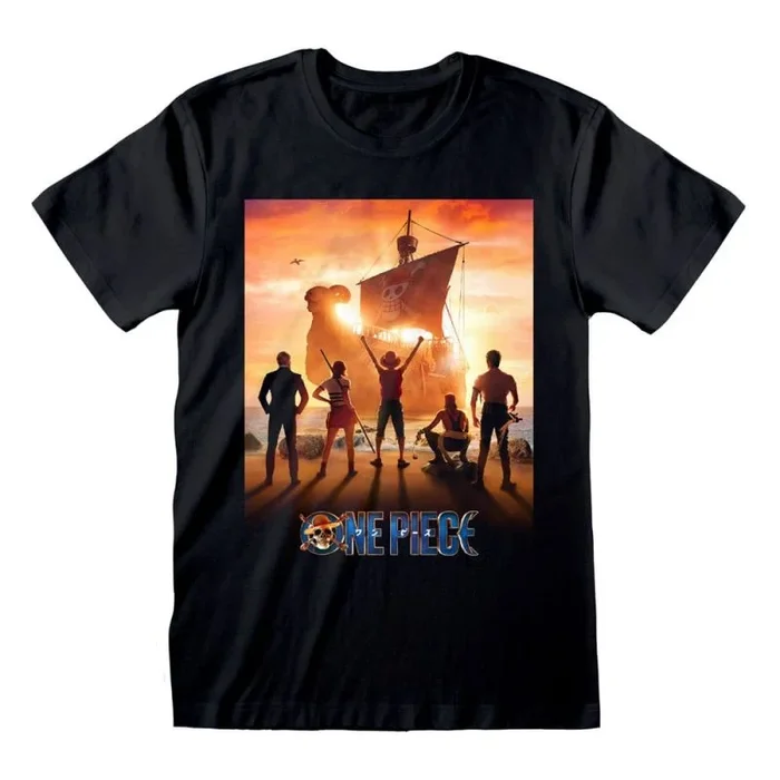 One Piece Key Art Hombre Camiseta Negro L 100% algodón Vorne Bedruckt Regular
