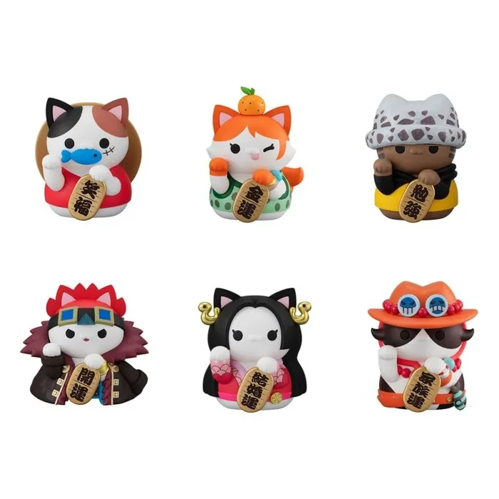 One piece mega cat project figuras nyanpiecenyan! beckoning cat lucky cat pirates 7 cm surtido expositor (6)