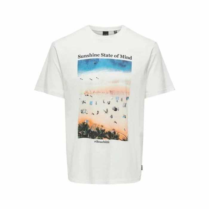 Only & Sons Onskolton Reg Beach Photoprint SS tee Camiseta, Cloud Dancer, XXL para Hombre