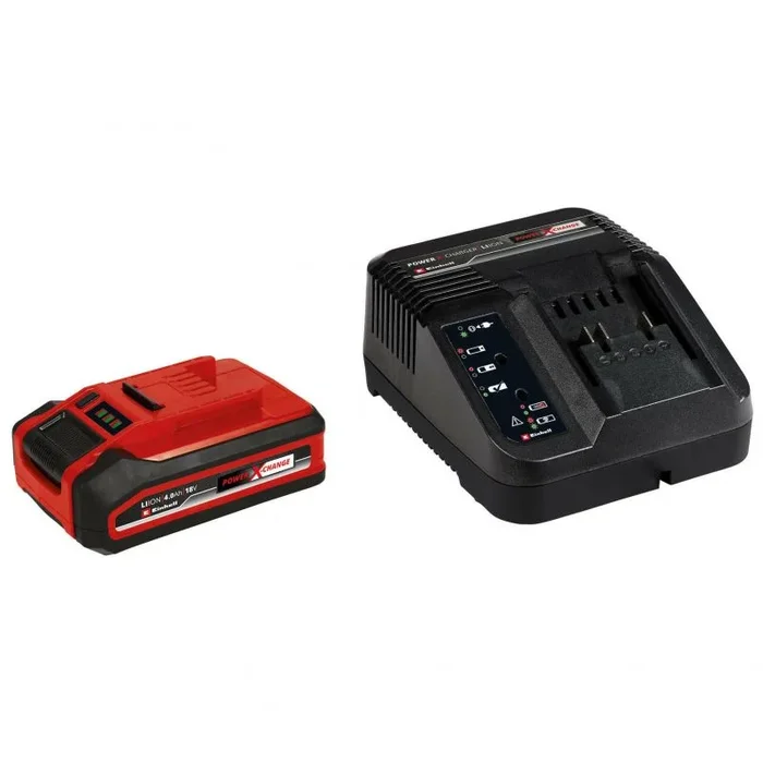 Original Einhell 4 Ah PLUS Power X-Change kit de principiantes (1 batería de 18 V 4 Ah PLUS, 1 cargador de 3 A, 75 min de tiempo de carga, apto para todos los equipos Power X-Change)