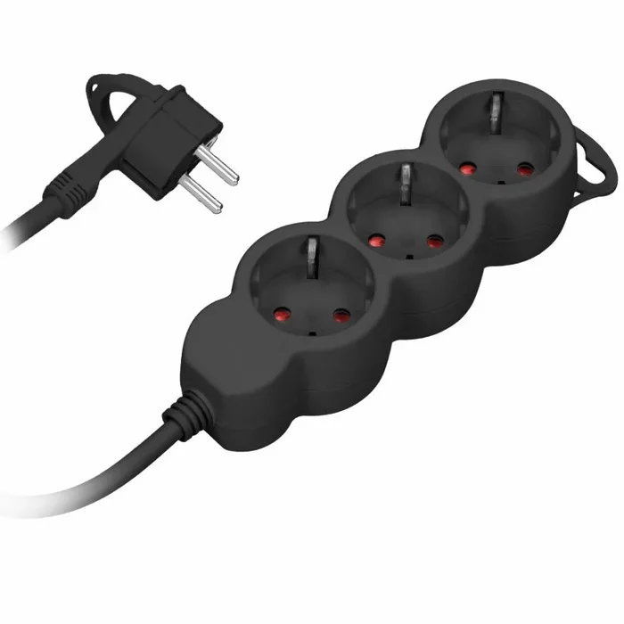 ORNO Regleta de 3 enchufes con Seguridad para niños, 2300 W, 3 Metros de Cable (3 enchufes, 3 m)