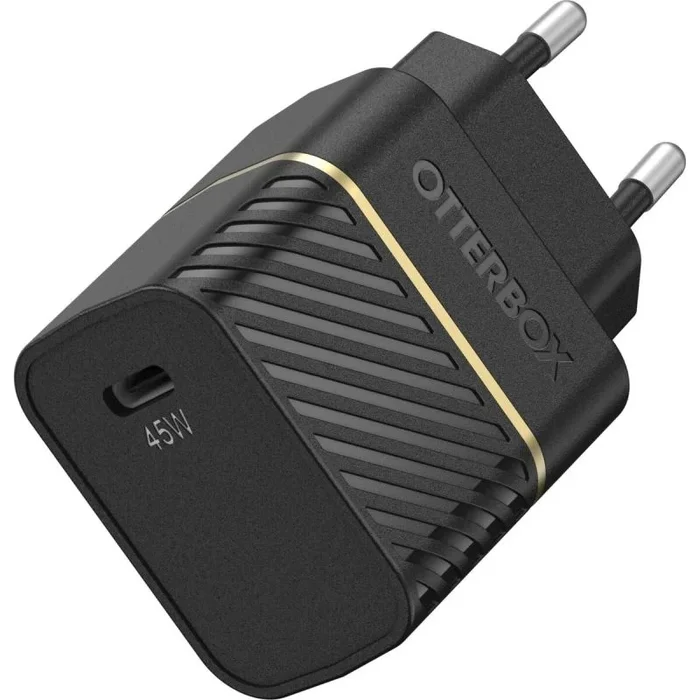 OtterBox EU Cargador de Pared USB-C PD GAN 45W, Cargador USB-C de Carga rápida para Smartphones y Tablets, Resistente a caídas, Rugerizado, Ultra Duradero, Negro