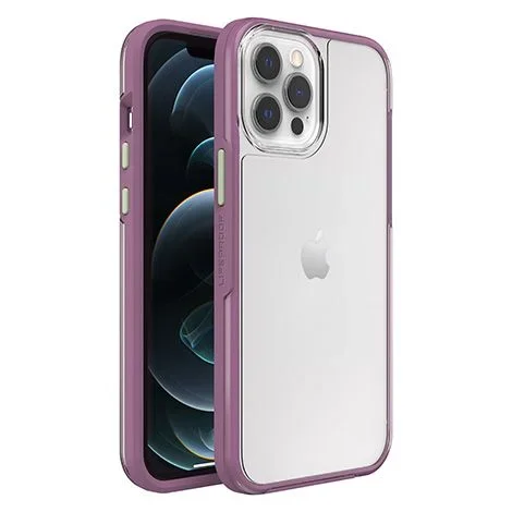 Otterbox Funda para iPhone 12 Pro Max LifeProof SEE, resistente a golpes y caídas hasta 2 Metros, Ultra-Fina, Protectora Transparente, Fabricada de Manera Sostenible, Transparente/Morado