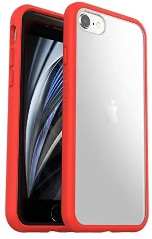 Otterbox Funda para iPhone 7/8/SE 2.ª gen/SE 3.ª gen Sleek,resistente a golpes y caídas,Ultra-fina, Protectora,Testada con los estándares Militares anticaídas, Transparente/Rojo, Sin Pack Retail